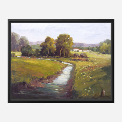 Flowers along the Creek Framed Print Canvas