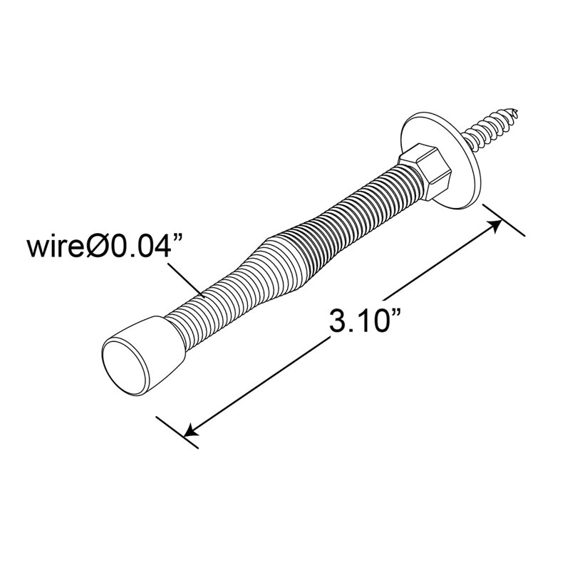 Prime-Line Door Stop, Spring Steel, Satin Nickel, Rubber Tip, Baseboard Mount (Single Pack), 6.25" H x 4" W x 1" D
