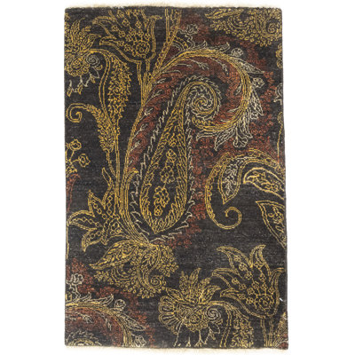 Muted Charcoal Tribal 2X3 Modern Oriental Area Rug