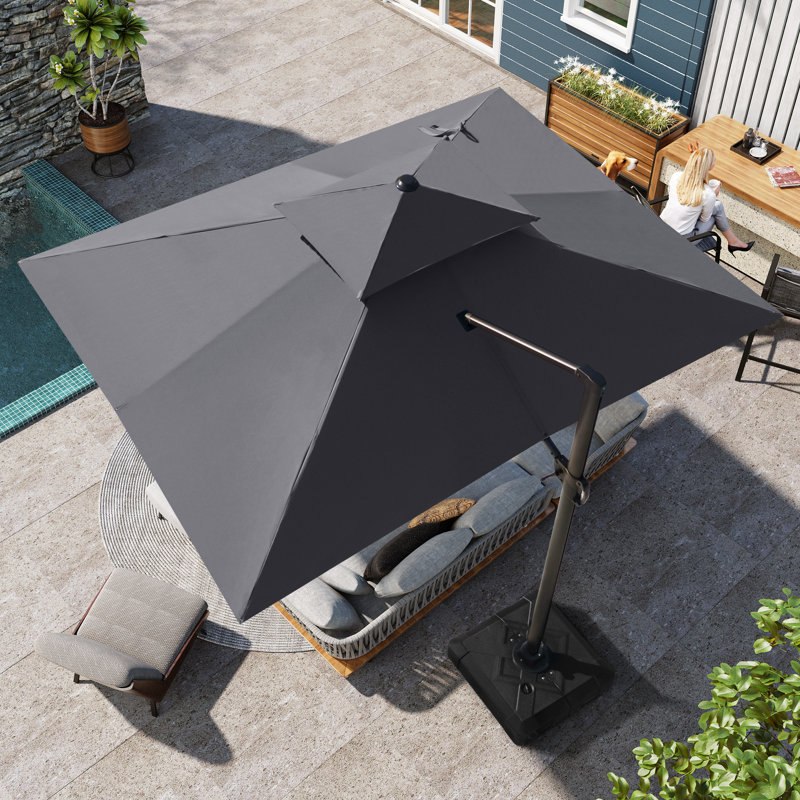 Antony 153" X 116" Rectangular Cantilever Umbrella, Weighted Base Does Not Include, Gris foncé