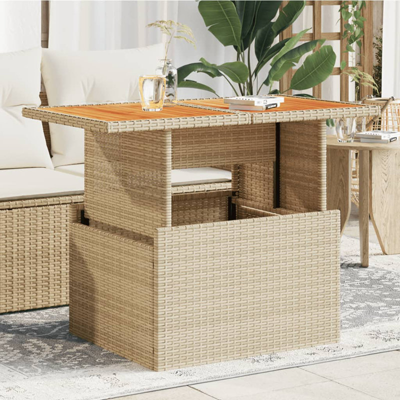 Pirley Rectangular Metal Outdoor Coffee Table , 100cm cm W 55cm cm D, Grey, Solid Wood