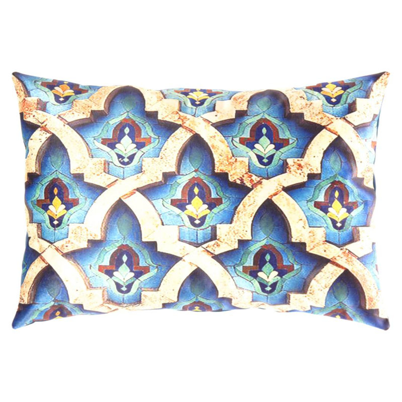 Geometric Throw Pillow, Navy Blue/Beige, 16"H x 24"W, Rectangle