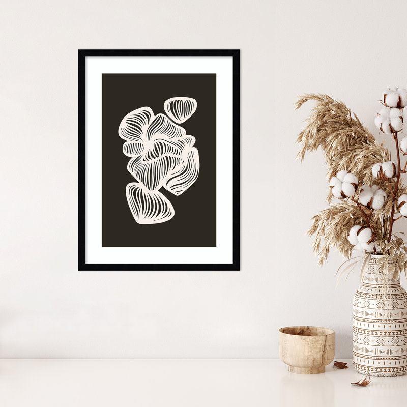 «Black and White Shapes» par Incado, impression sur bois encadrée, H 25 po x l 19 po