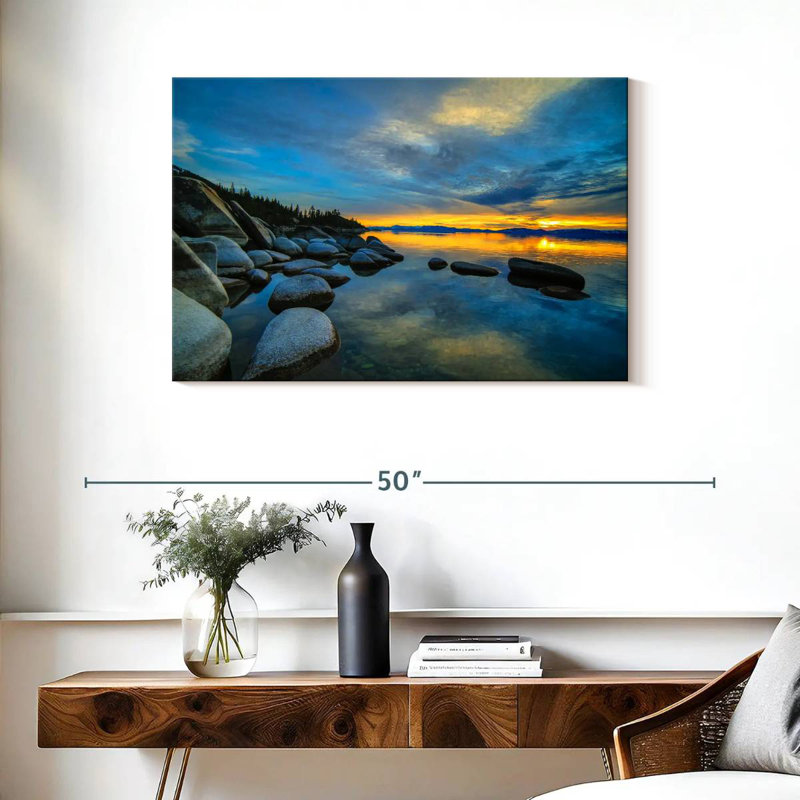 Alvord, lac Tahoe, ciel coucher de soleil, H 24 po x l 36 po