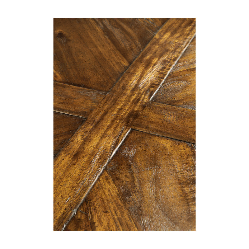 Casually Country Round Walnut Wood Dining Table, Country Farmhouse Walnut,  48" W x 48" L 