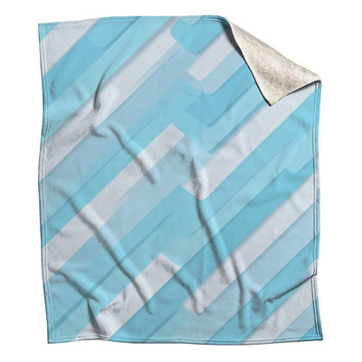 VisionDecor Blue Stripes Fleece Throw Blanket - Abstract Throws for Sofas or Beds