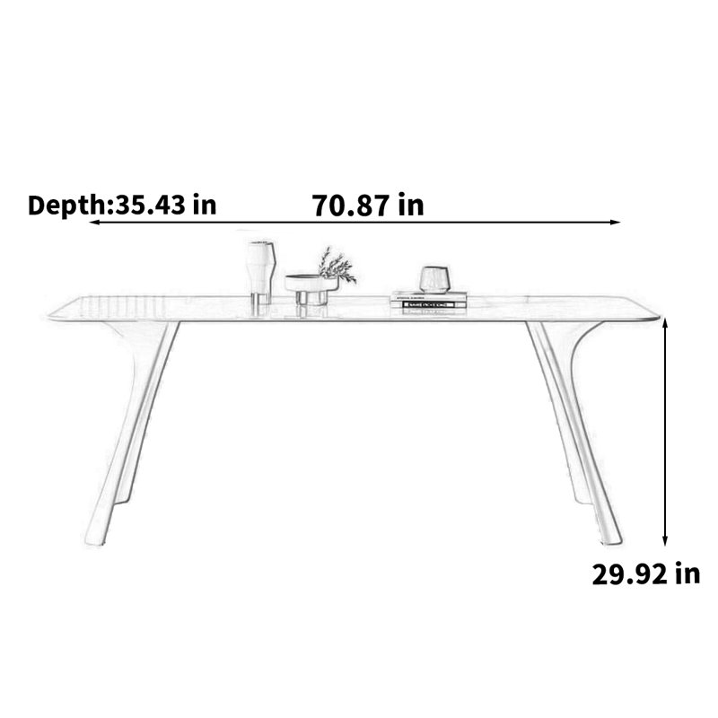 Table de salle à manger moderne et luxueuse de style crème, H 29,53 po x L 70,87 po x l 35,43 po