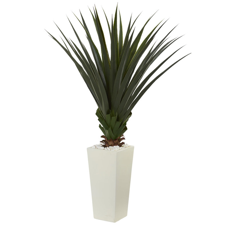 Spiky Agave Artificial Plant in White Tower Planter