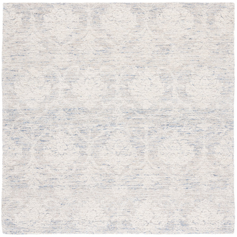 Alfie-James Metro Hand Tufted Indian Wool And Cotton With Latex Damask Rug, Square 6'