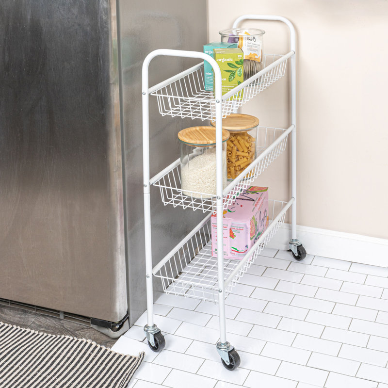 3 Basket Storage Cart, White