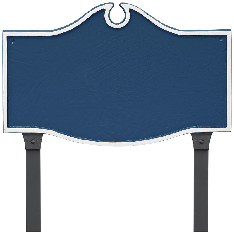 Plaque d’adresse murale sur 1 ligne colonial, Bleu de mer / Argent