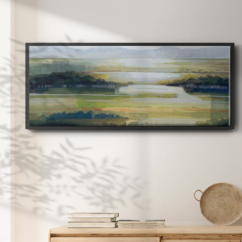 Lime Strata II- Framed Canvas, 24" H x 60" W
