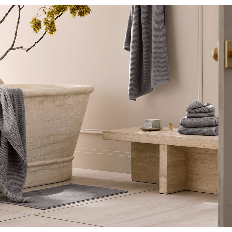 Turkish Ribbed Bath Mat, Stone