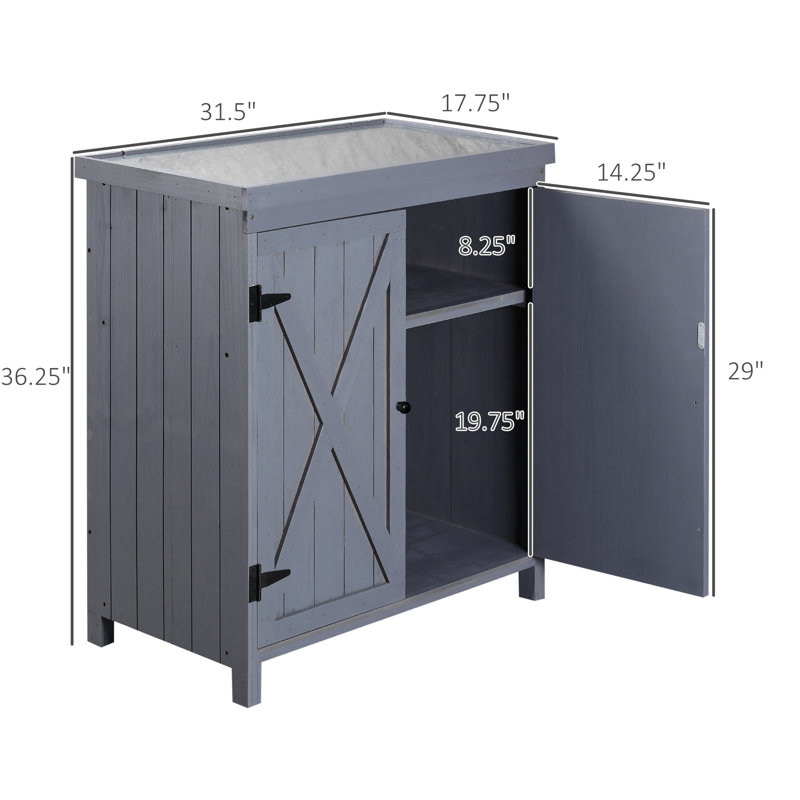 Armoire de rangement de jardin extérieur avec plateau galvanisé