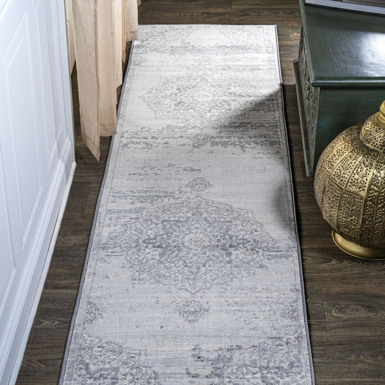 Modern Persian Vintage Moroccan Medallion Light Gray Rug