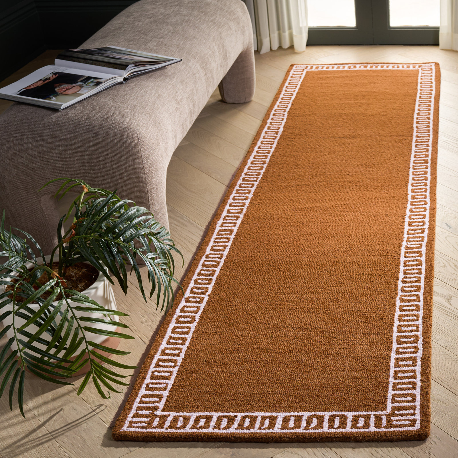 Hand-Tufted Geometric Wool Rug, Runner 2'3" x 9'