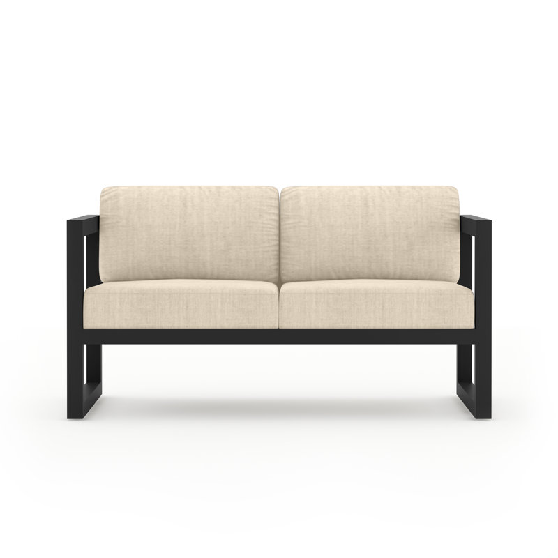 Avion 3 Piece Loveseat Set, Canvas Charcoal Sunbrella® Canvas, Black