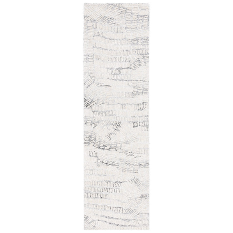 Audrina Abstract Hand Tufted Area Rug in Gray/Ivory, Runner 2'3" x 8'