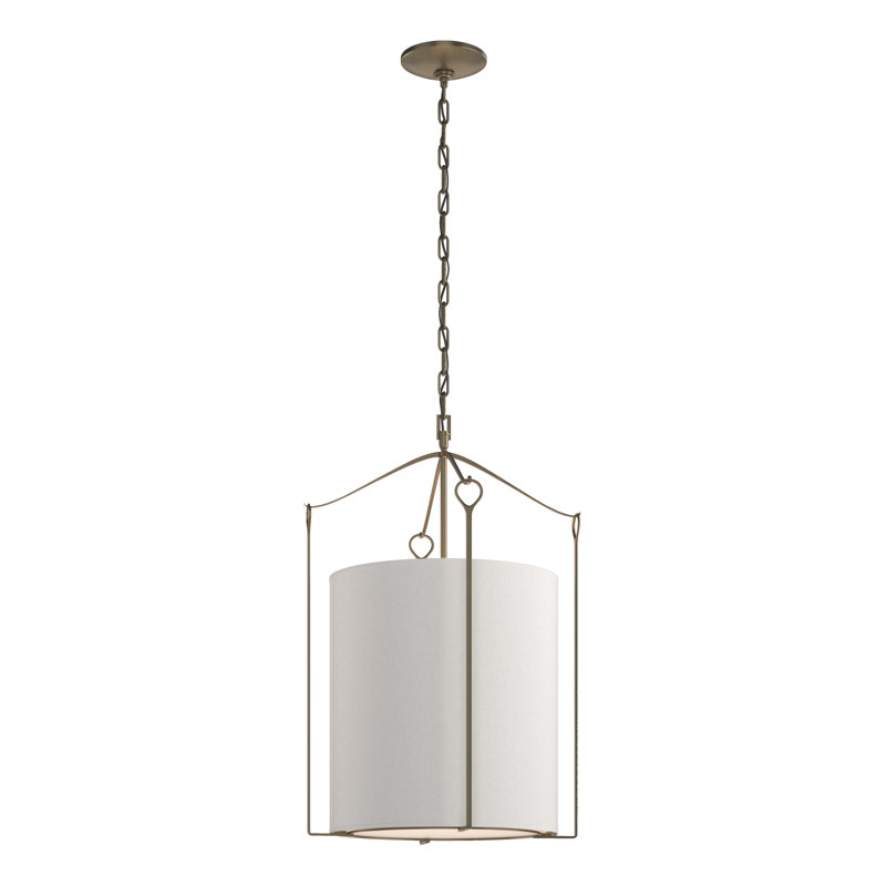 Bow 3 - Light Lantern Cylinder Pendant, Soft Gold, Flax