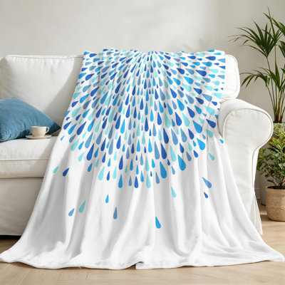 Blue Ultra Soft Flannel Fleece Throw Blanket,Rounded Template Border Single-Sided Print