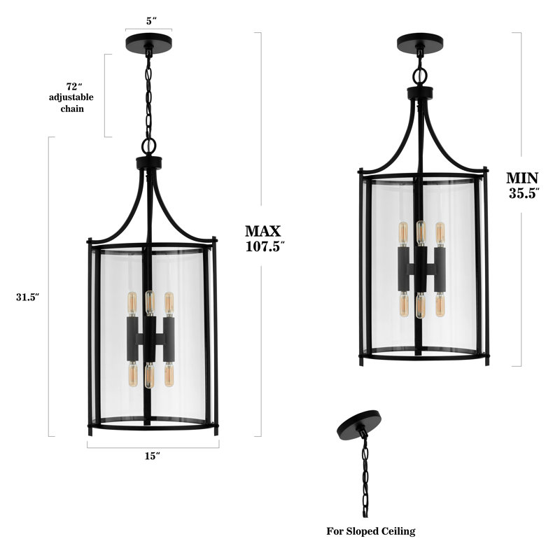 Luminaire suspendu cylindrique à 6 lumières Firoozeh