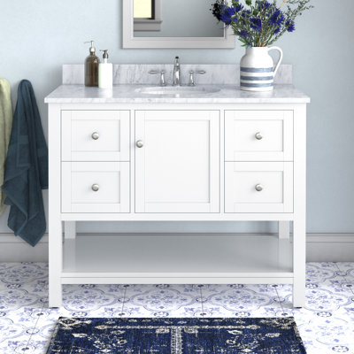 Amyra 42'' Single Bathroom Vanity with Genuine Marble Top