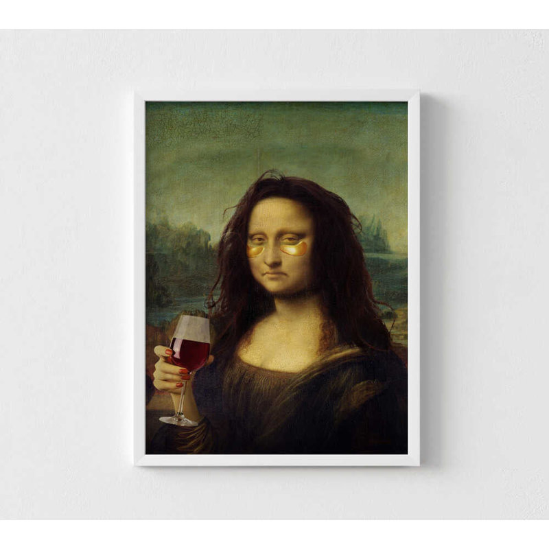 Art mural Mona Lisa: style moderne et décontracté, 16" H x 12" W, Framed Print without Mat, White