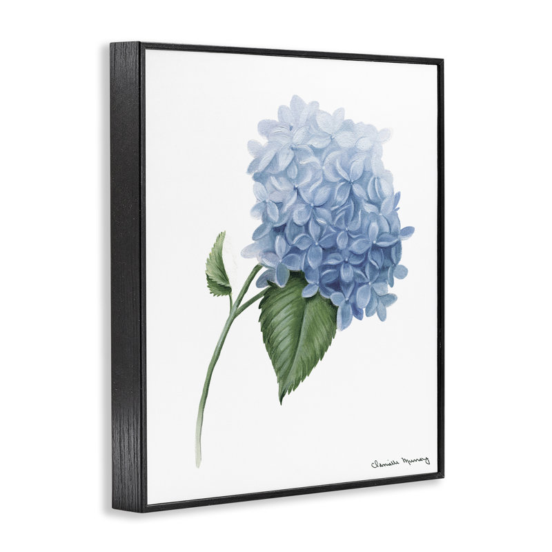 Hydrangea Stem In Bloom Framed Giclee, design by Danielle Murray, 14" H x 11" W, Midnight Black Framed Giclee