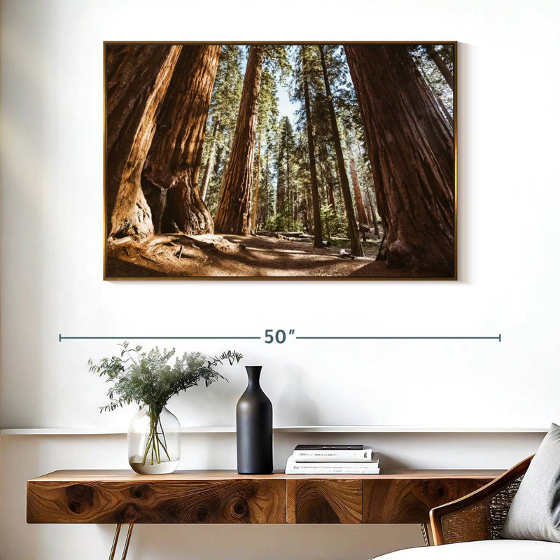Été dans le parc Sequoia, Cadre flottant doré, 40 po x 27 po