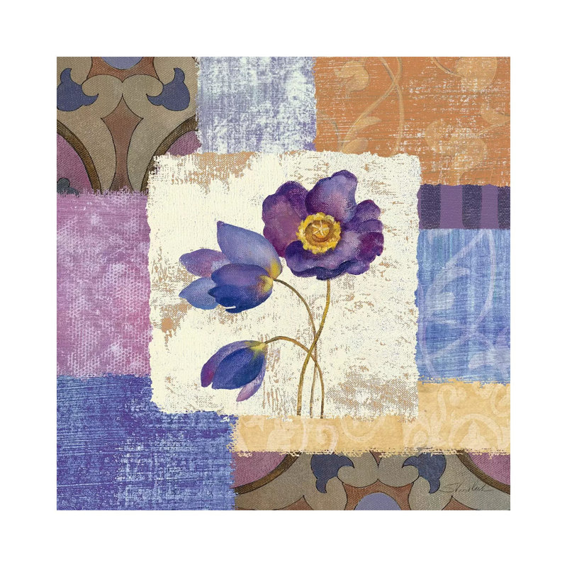 «Tile Poppies I» par Silvia Vassileva - impression d'art graphique, Aucun mat, H 26 po x l 26 po x P 1,5 po, Toile tendue