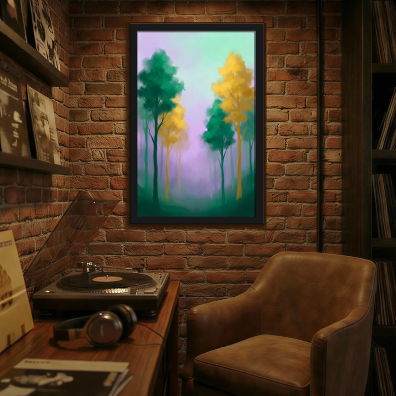 Plantes et fleurs, arbres de forêt colorés, H 20 po x l 30 po
