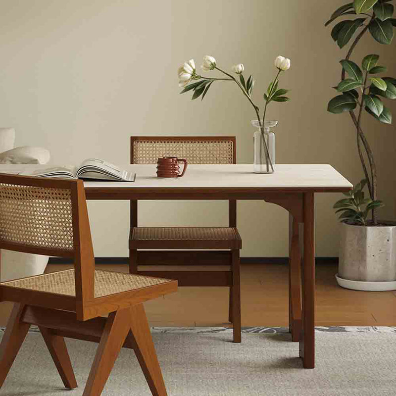 Table de salle à manger en ardoise, Brun, H 29,53 po x L 62,99 po x l 35,43 po