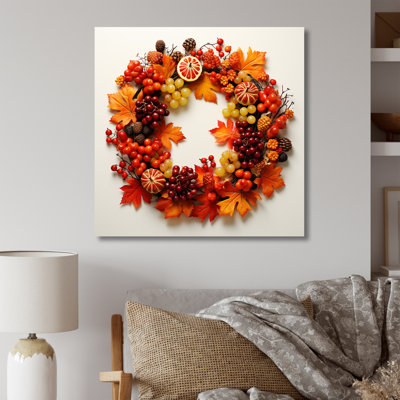 Orange récolte couronne de Noël hiver - couronne d'art mural