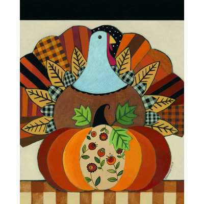 «Turquie et citrouille à motifs» par Bernadette Deming, reproduction sur toile tendue