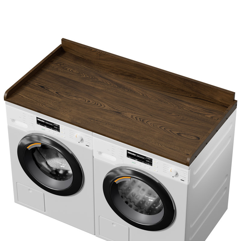 Washer Dryer Countertop Wood Topper With Edge For Laundry Room Storage And Organization, Walnut