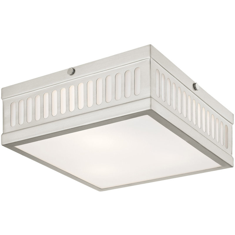 Plafonnier encastré 3 lumières 12,5 po Aliosha, Nickel brossé, H 3,75 po x l 12,5 po x P 12,5 po