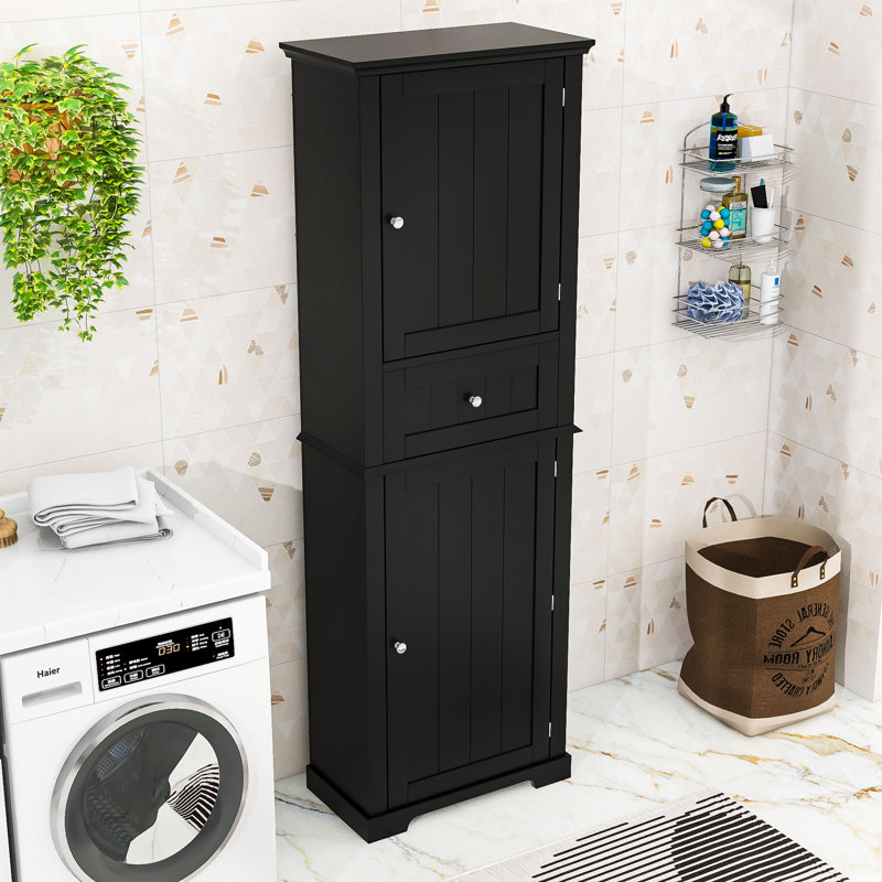 Armoire à linge standard autoportante Emmarie, Noir