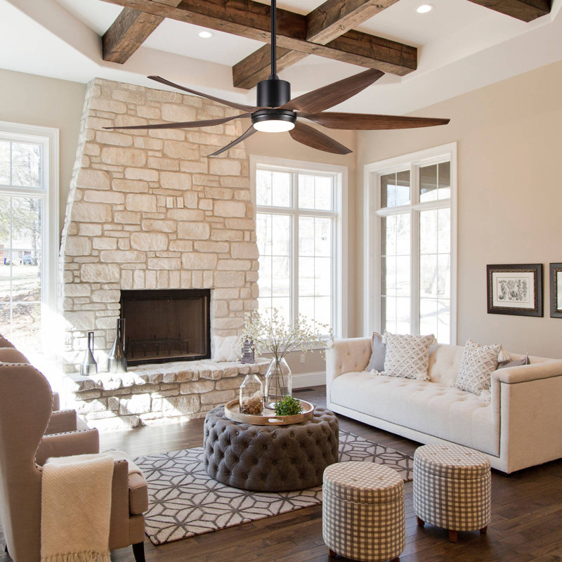 66'' Faux Wood Smart Ceiling Fan with LED Lights