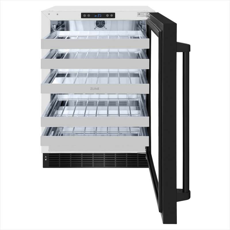 ZLINE 24" Touchstone Dual Zone Wine Cooler With Black Stainless Steel Glass Door, Black Stainless Steel