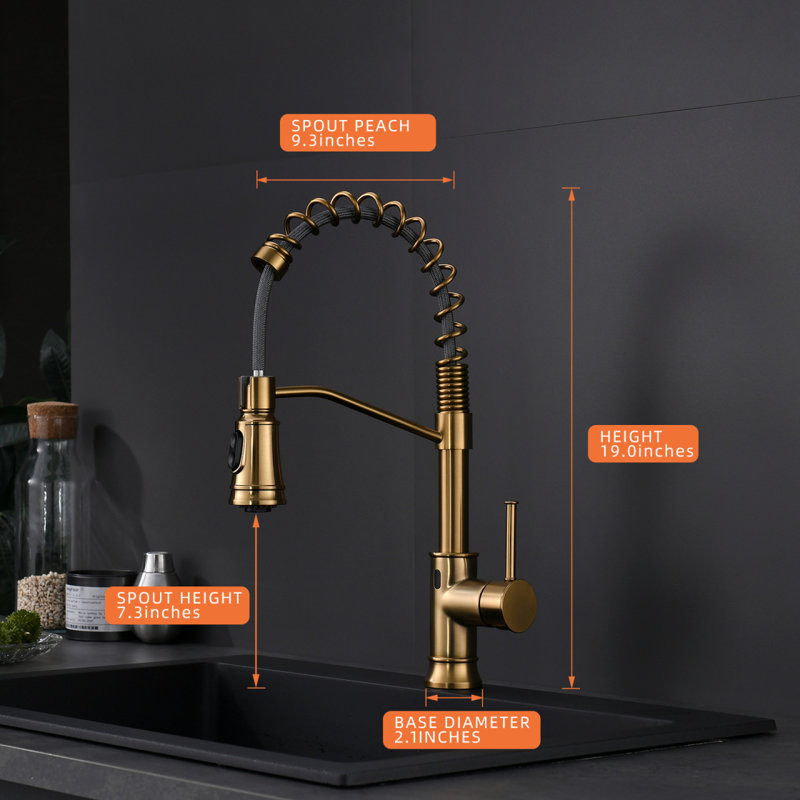 Touchless Kitchen Faucet,Hands Free Automati, Brushed Gold