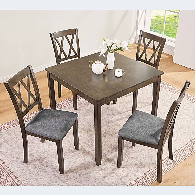 5-piece Wooden Dining Table Set with 4 Chairs