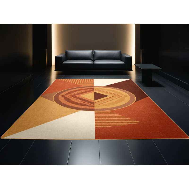 Machine Washable Olney Shawarma Wrap Global Inspired Block Print Rug in Brown – LightBrown Binding, 2x4