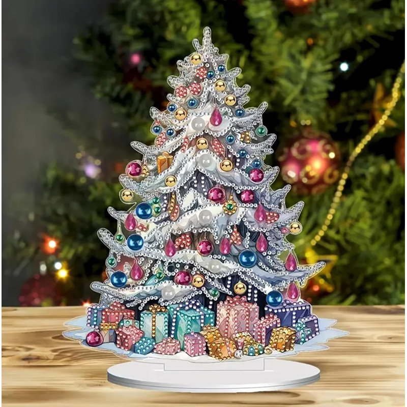 Anesti 5D DIY Christmas Tree with Presents Diamond Painting Kit Crystal Rhinestone Acrylic Table Top Decoration (Xmas Tree 1)