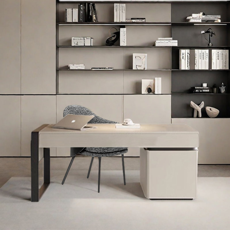 Bureau en cuir Saddle avec grande capacité de rangement, H 29,53 po x l 55,12 po x P 27,56 po