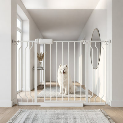 Extra Wide Auto-Close Safety Pet Gate - Pressure Mounted, Adjusts 33.9"-43.3" White for Doors/Stairs, Pet Proof