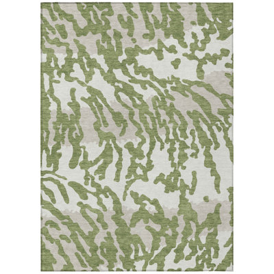 Tapis intérieur lavable à motif animal vert et gris 8 'X 10'