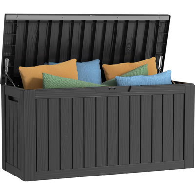 80 Gallon Deck Box, Outdoor Storage Box For Patio Furniture, Patio Cushions, Gardening Tools, Pool Supplies 480Lbs Weight Capacity,Waterproof Resin St by waveflower