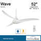 52" Wave 3 - Blade Propeller Ceiling Fan with Remote Control