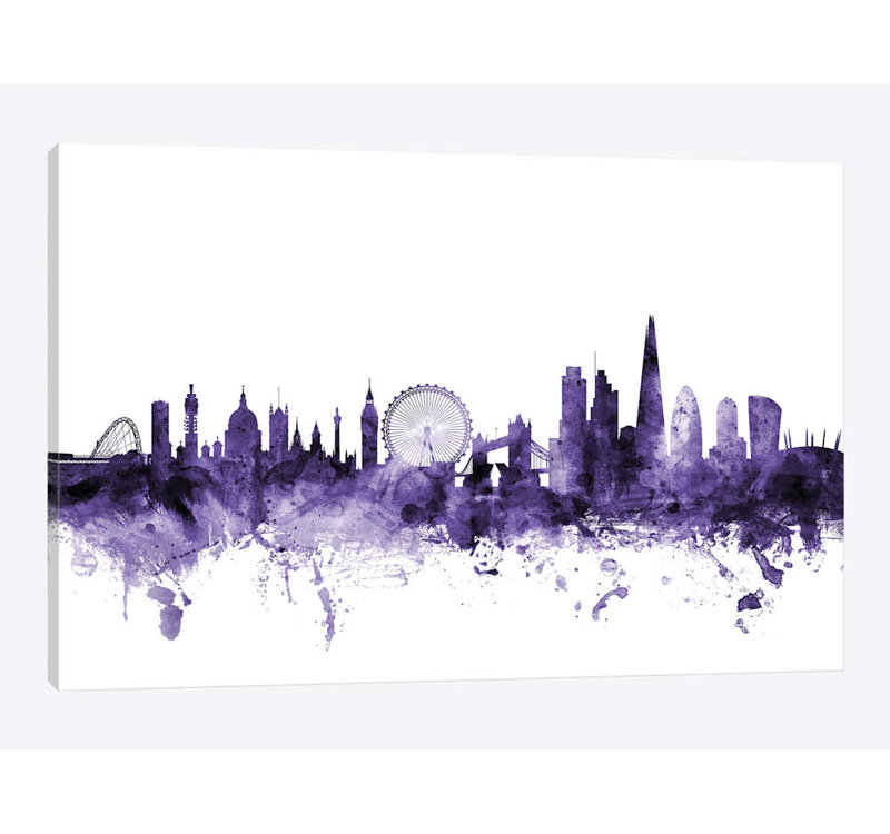 «London, England Skyline I» par Michael Tompsett, impression sur toile tendue, 8 po x 12 po x 0,75 po, Toile tendue