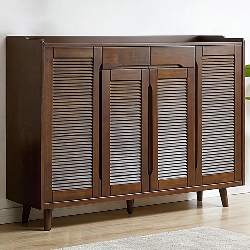 Modern Nut-Brown Solid Wood Shoe Storage